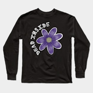 Dead Inside Purple Flower Long Sleeve T-Shirt